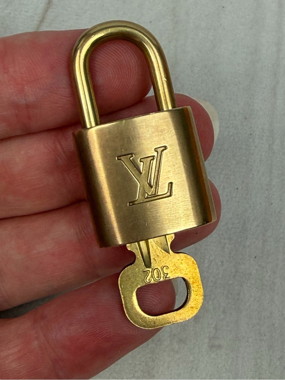 Louis Vuitton Authentic LV Brass Lock and Key #302 Bag Charm Necklace Pendant